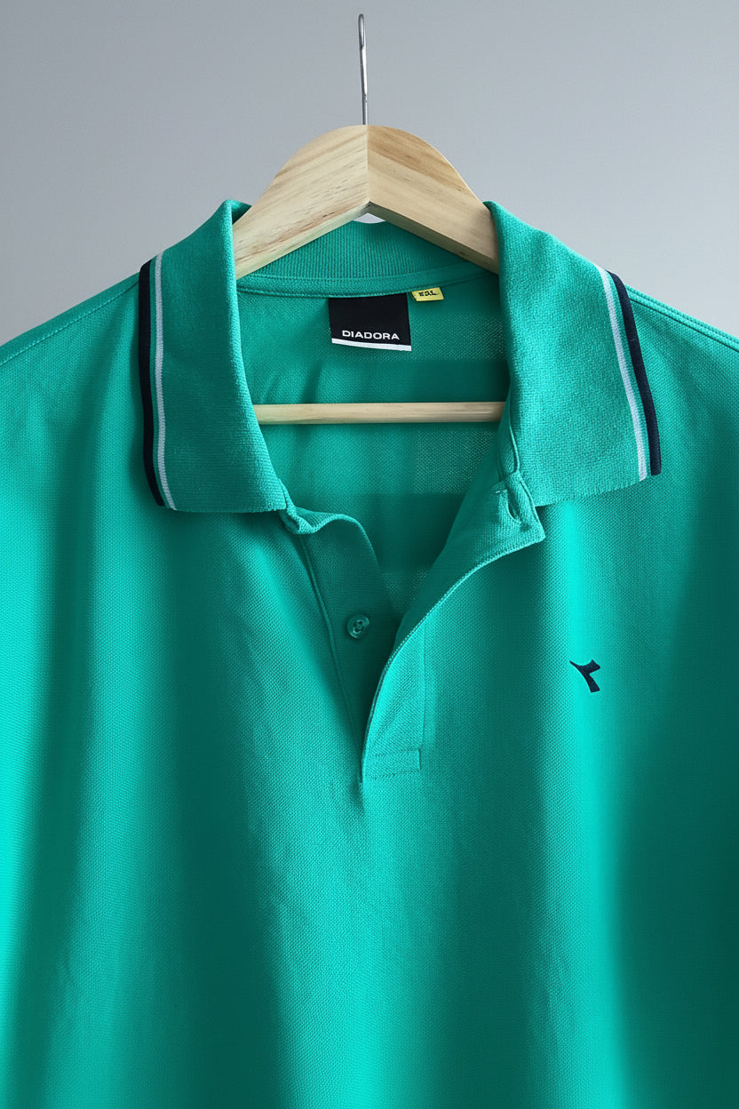Diadora Koszulka Polo Męska Zielona | Vintage | Rozmiar XXL