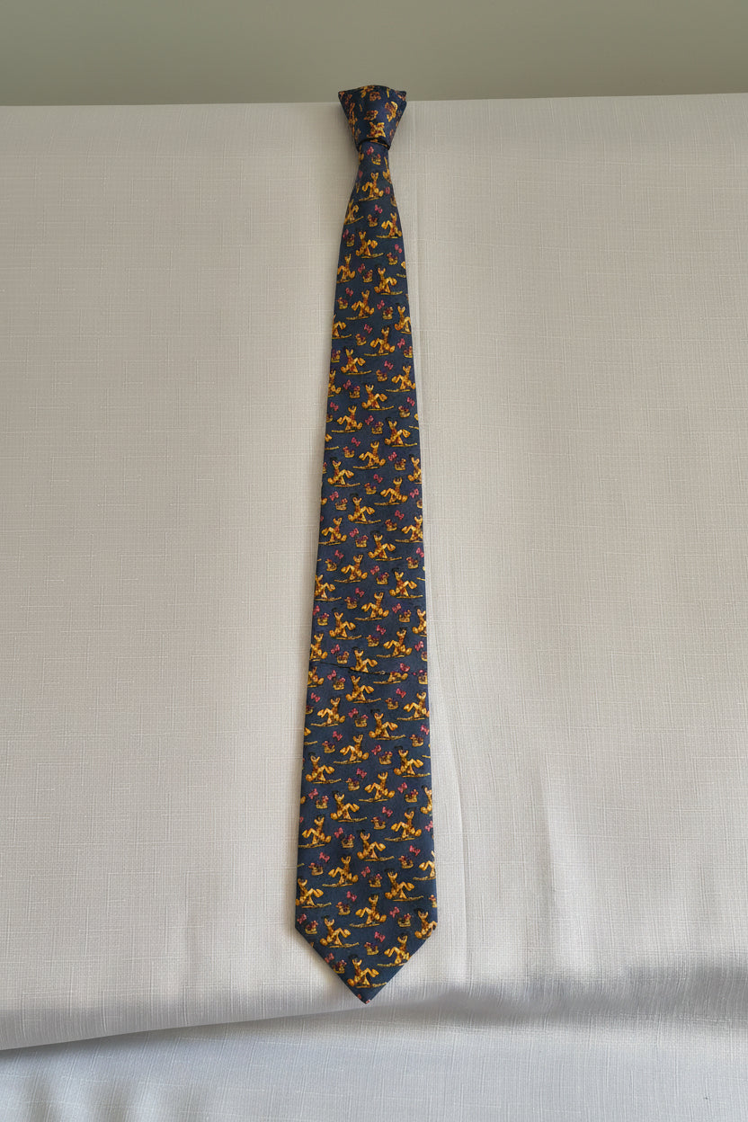 Krawat Disney Pluto | 100% Jedwab | Hand Made | Made in France | Vintage