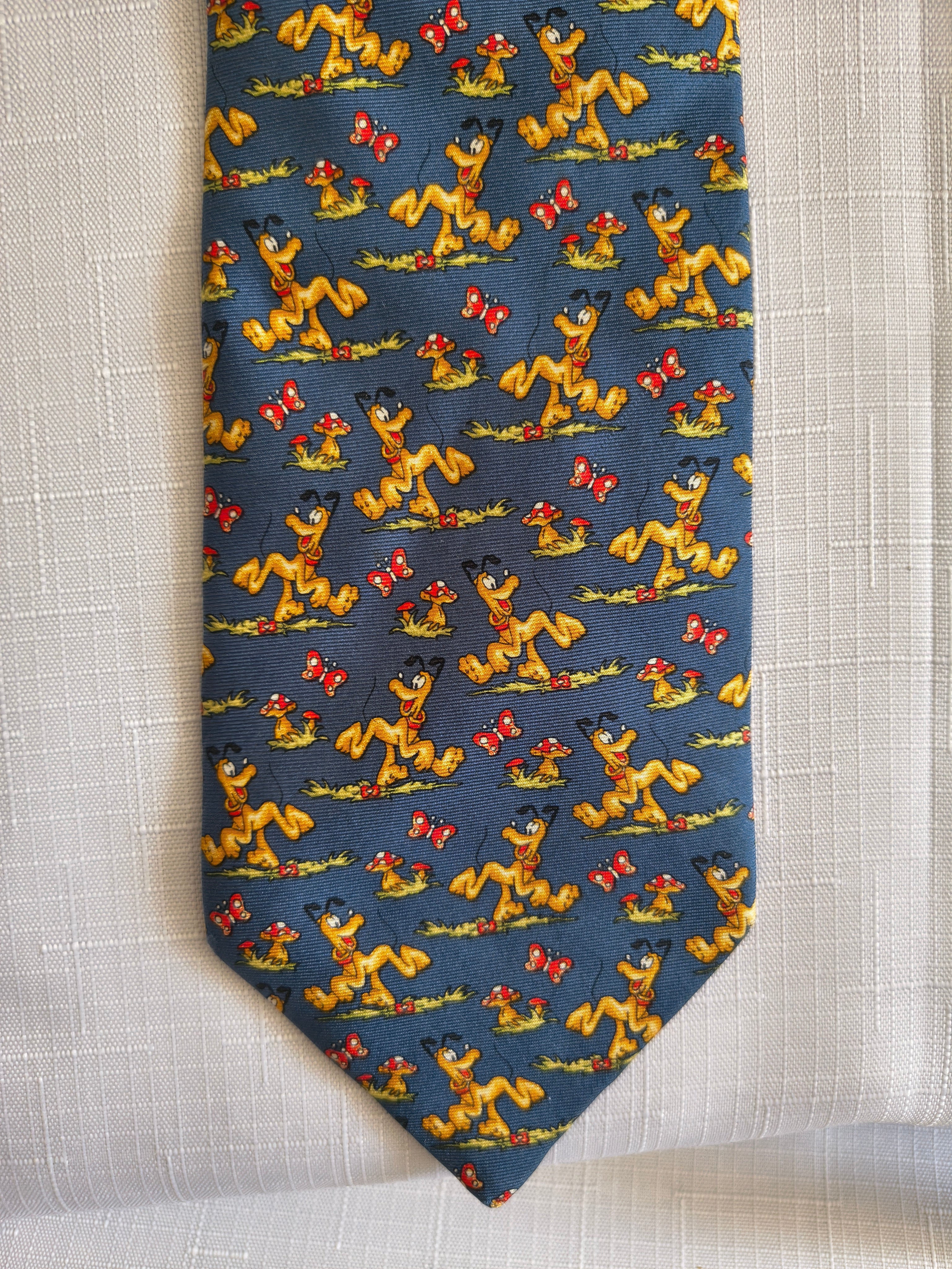 Krawat Disney Pluto | 100% Jedwab | Hand Made | Made in France | Vintage