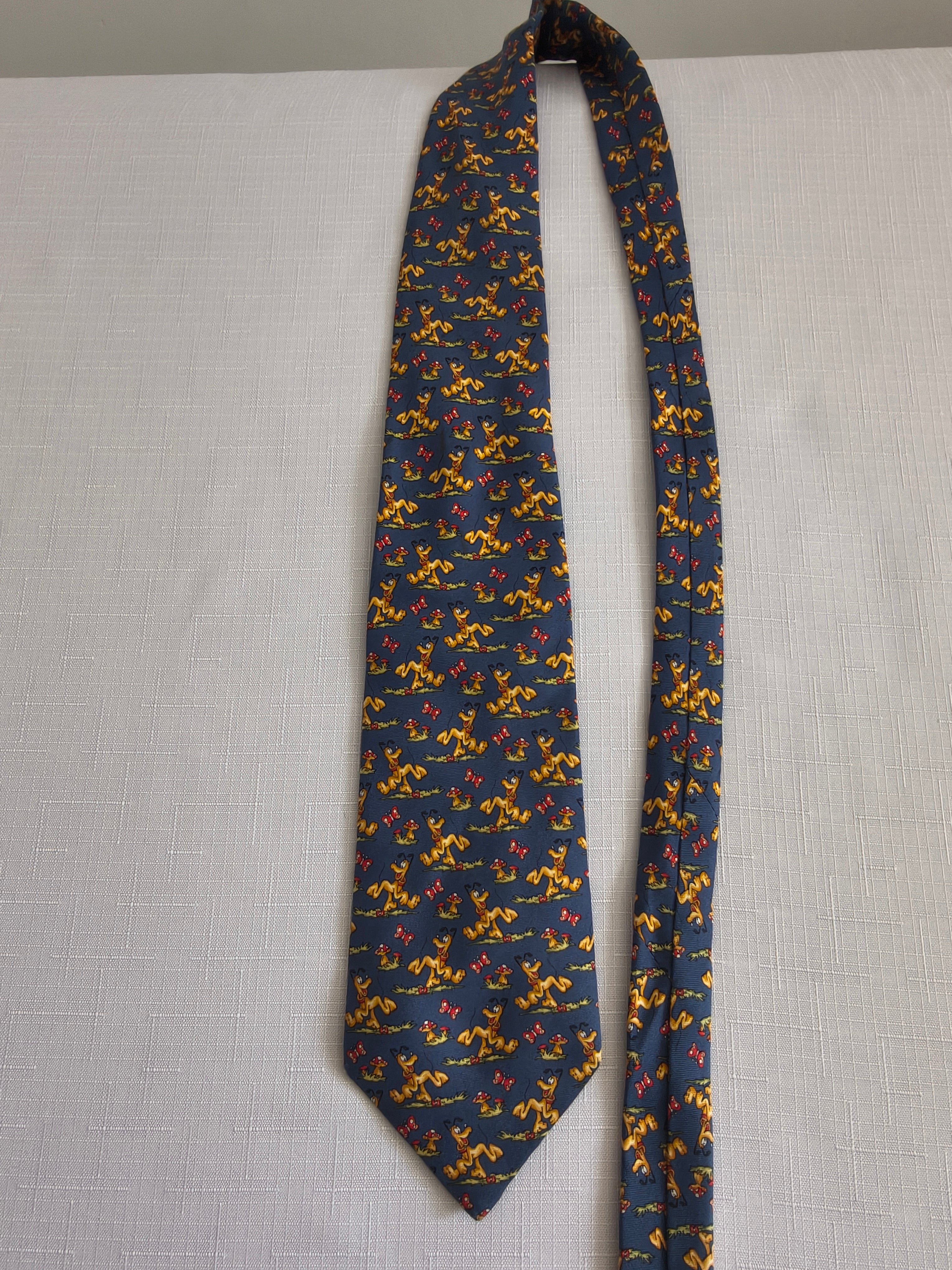 Krawat Disney Pluto | 100% Jedwab | Hand Made | Made in France | Vintage