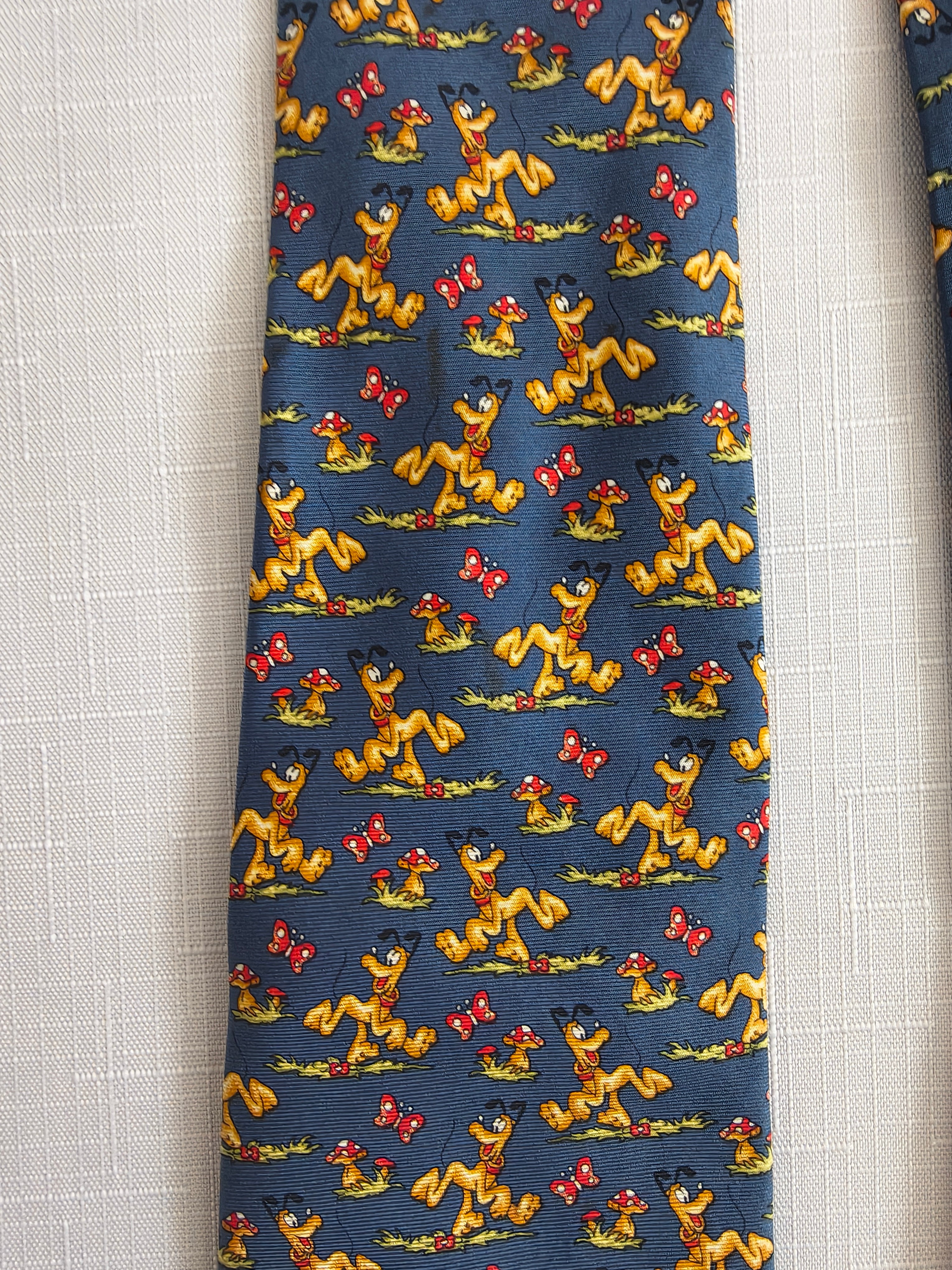 Krawat Disney Pluto | 100% Jedwab | Hand Made | Made in France | Vintage