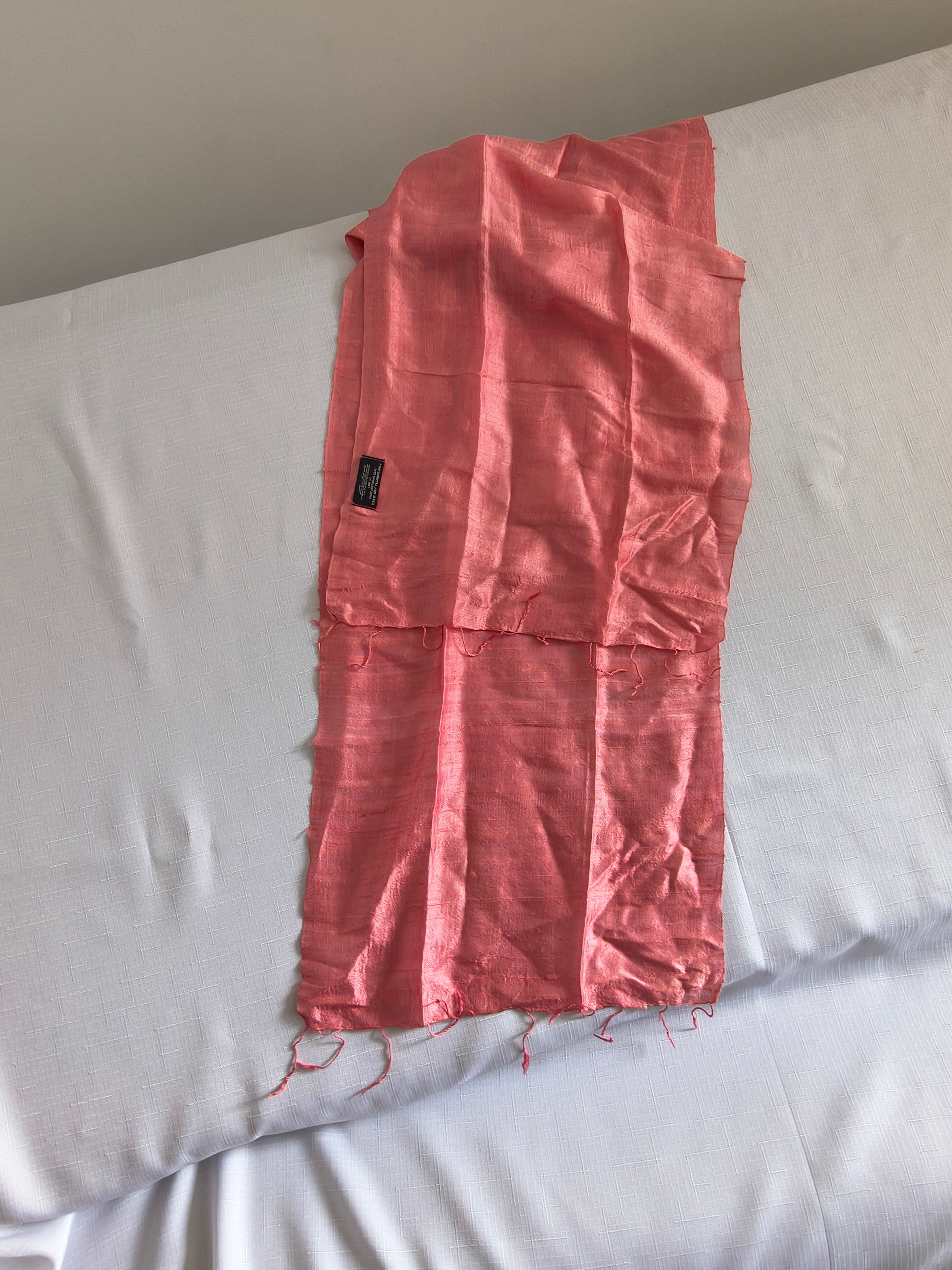Apaszka Jedwabna Łososiowa | 100% Pure Natural Silk | Fisher's International | 30x177cm