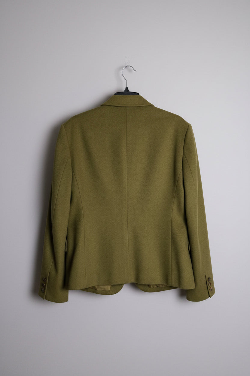 Żakiet Yarell Vintage Blazer — wełna z kaszmirem, oliwkowy, lata 80.