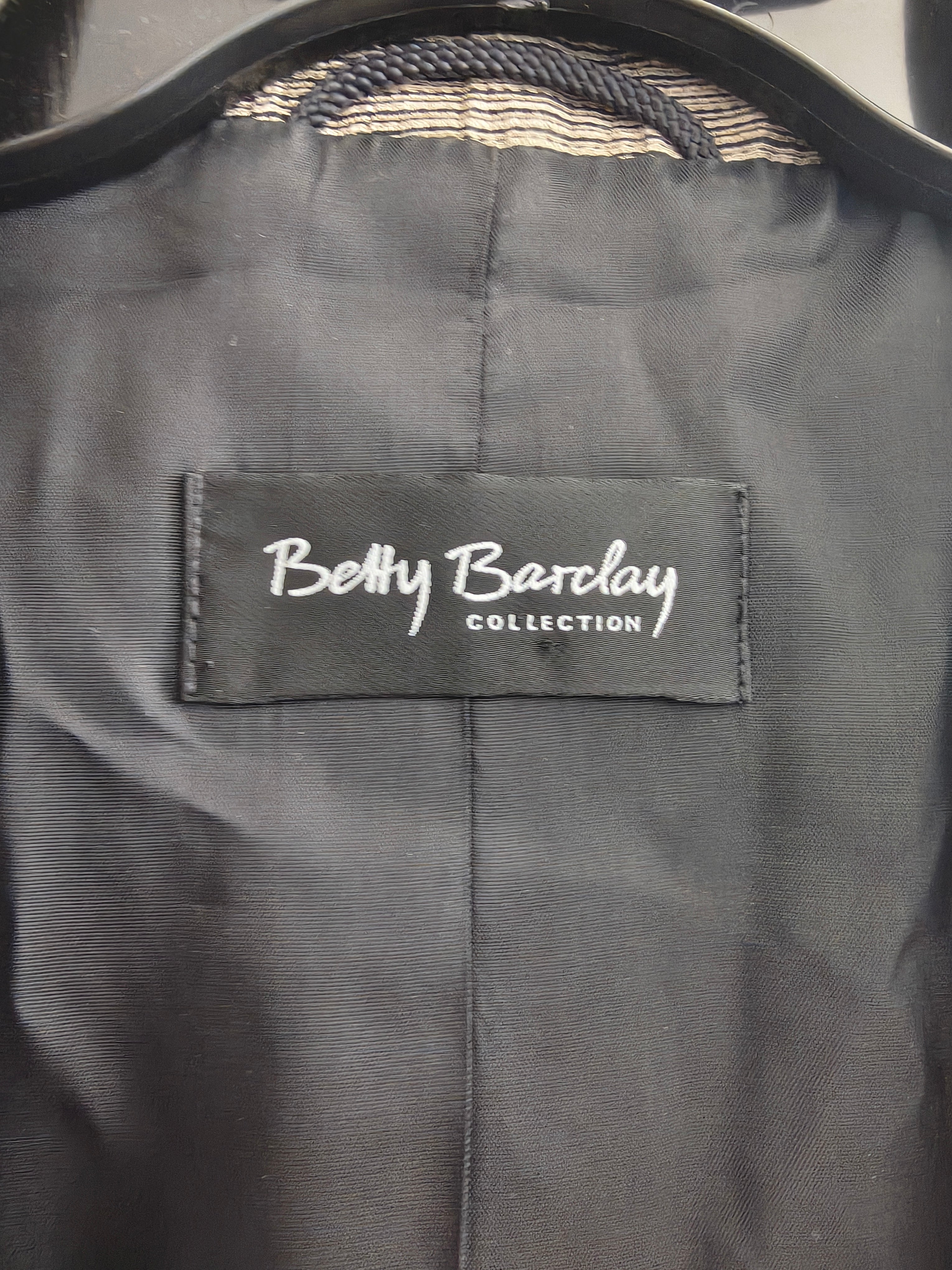 Betty Barclay Collection — Żakiet lniany w melanżową kratę, szaro-beżowy, r. 44