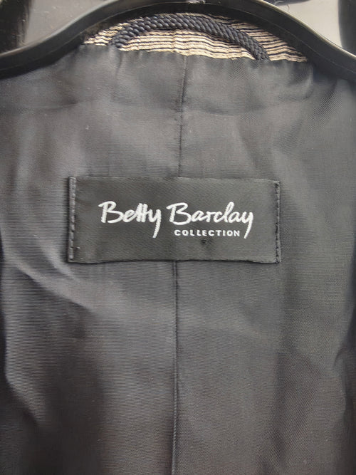 Betty Barclay Collection — Żakiet lniany w melanżową kratę, szaro-beżowy, r. 44
