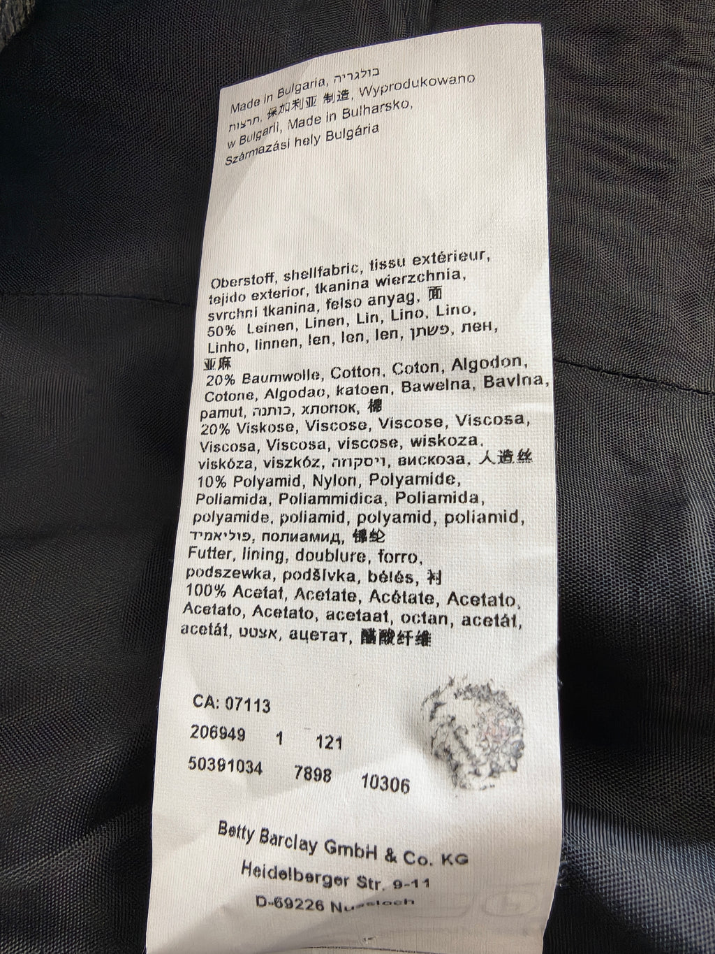 Betty Barclay Collection — Żakiet lniany w melanżową kratę, szaro-beżowy, r. 44