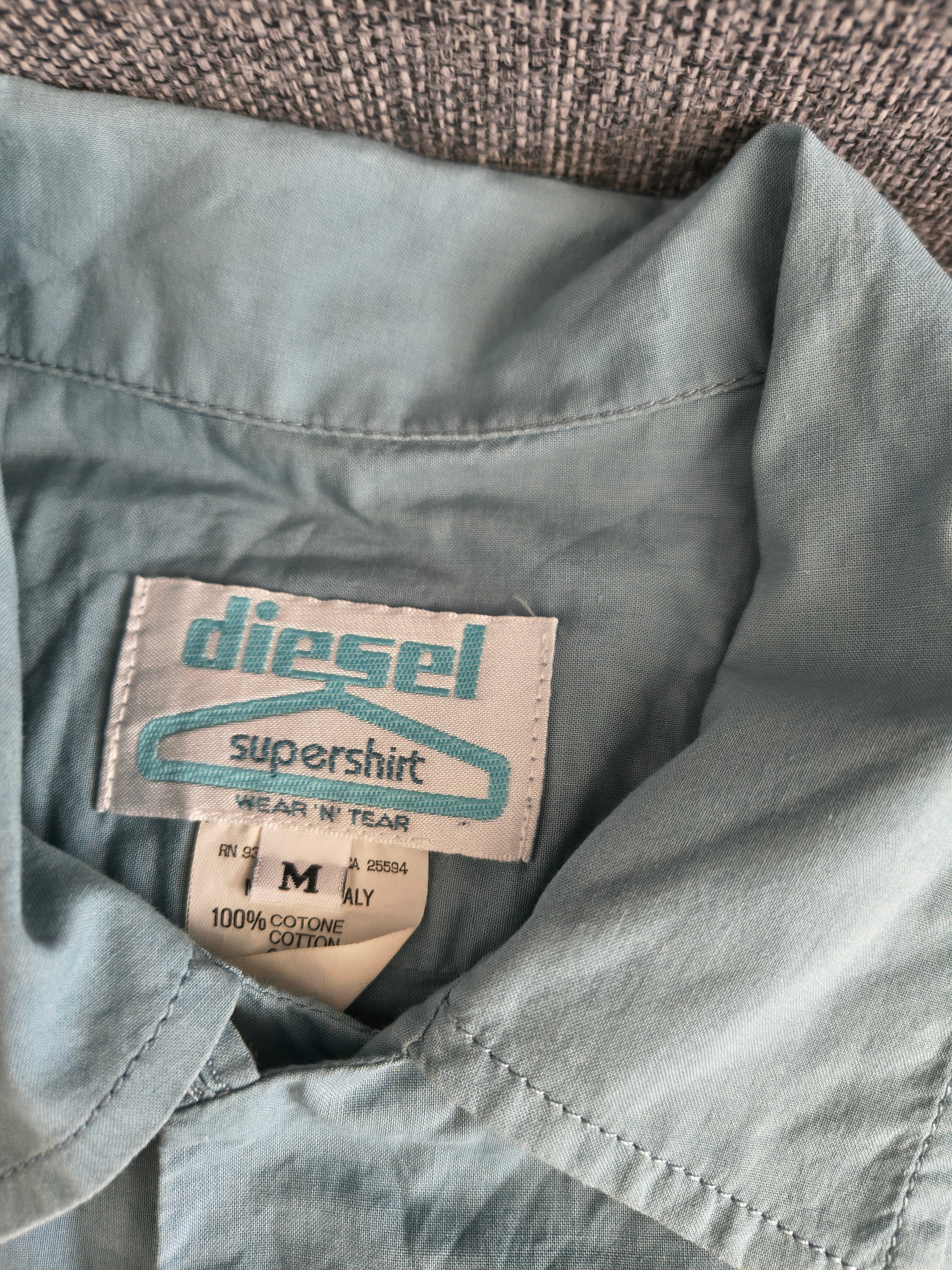 Diesel Supershirt Wear N Tear - koszula vintage blekitna r. M