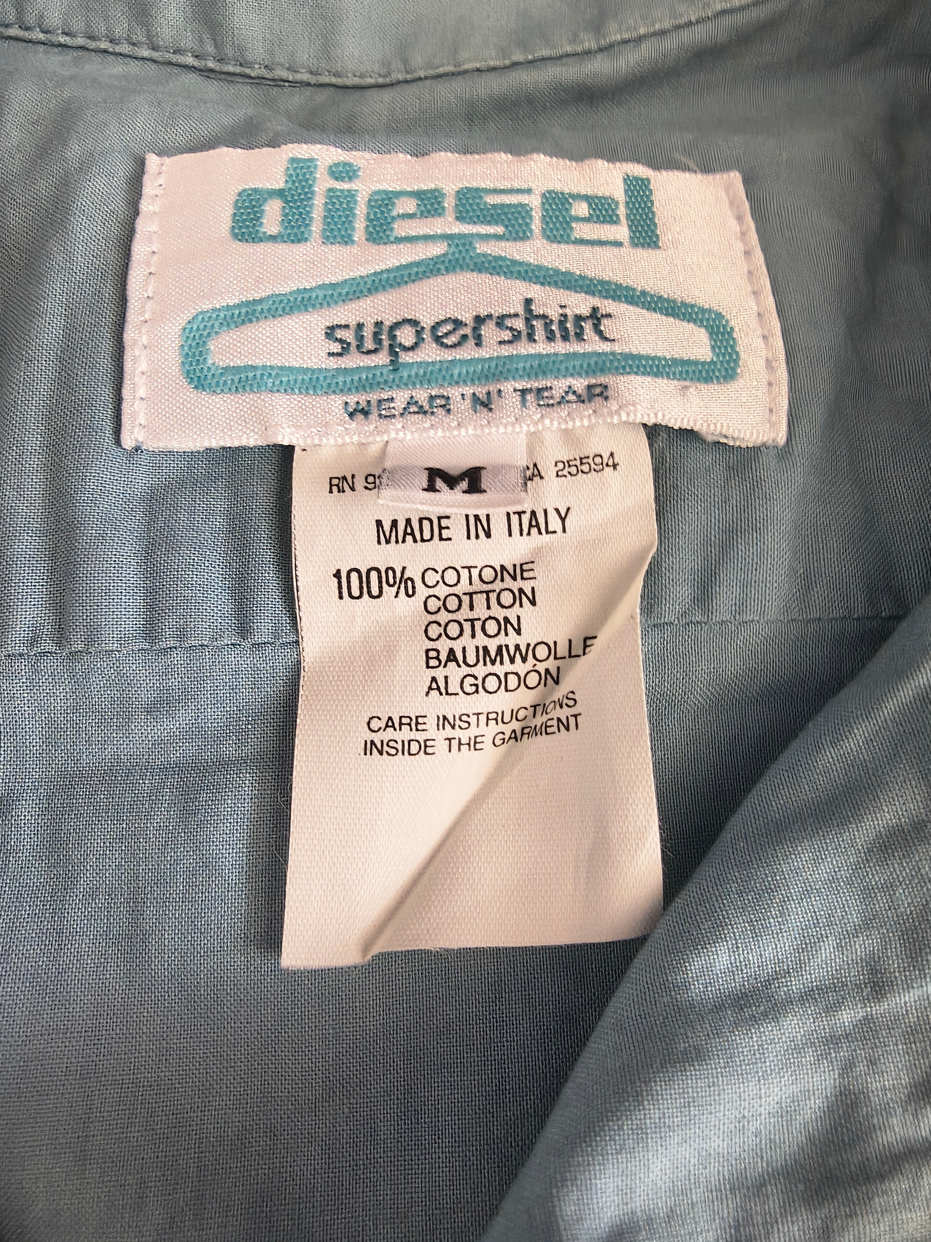 Diesel Supershirt Wear N Tear - koszula vintage blekitna r. M