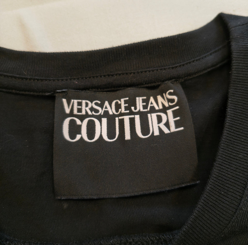 Versace Jeans Couture T-shirt damski czarny zloty napis Milano 1988 r. XS